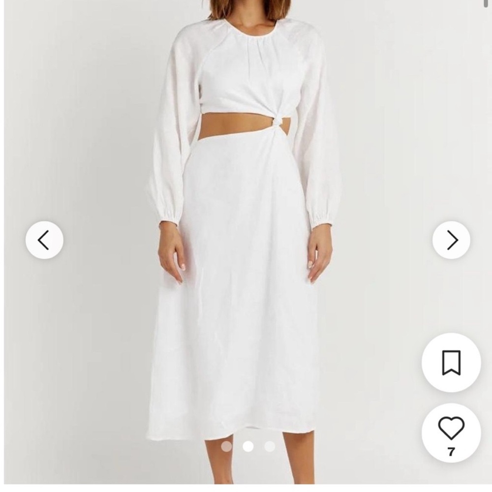 DISSH White Linen Cutout Dress, Size 4 (US Small)